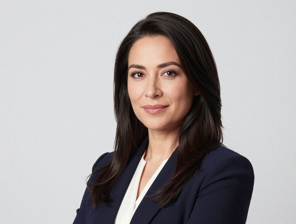 Женщина 30 лет с длинными тёмными волосами, улыбается, в лёгкой деловой блузке, директор по контенту